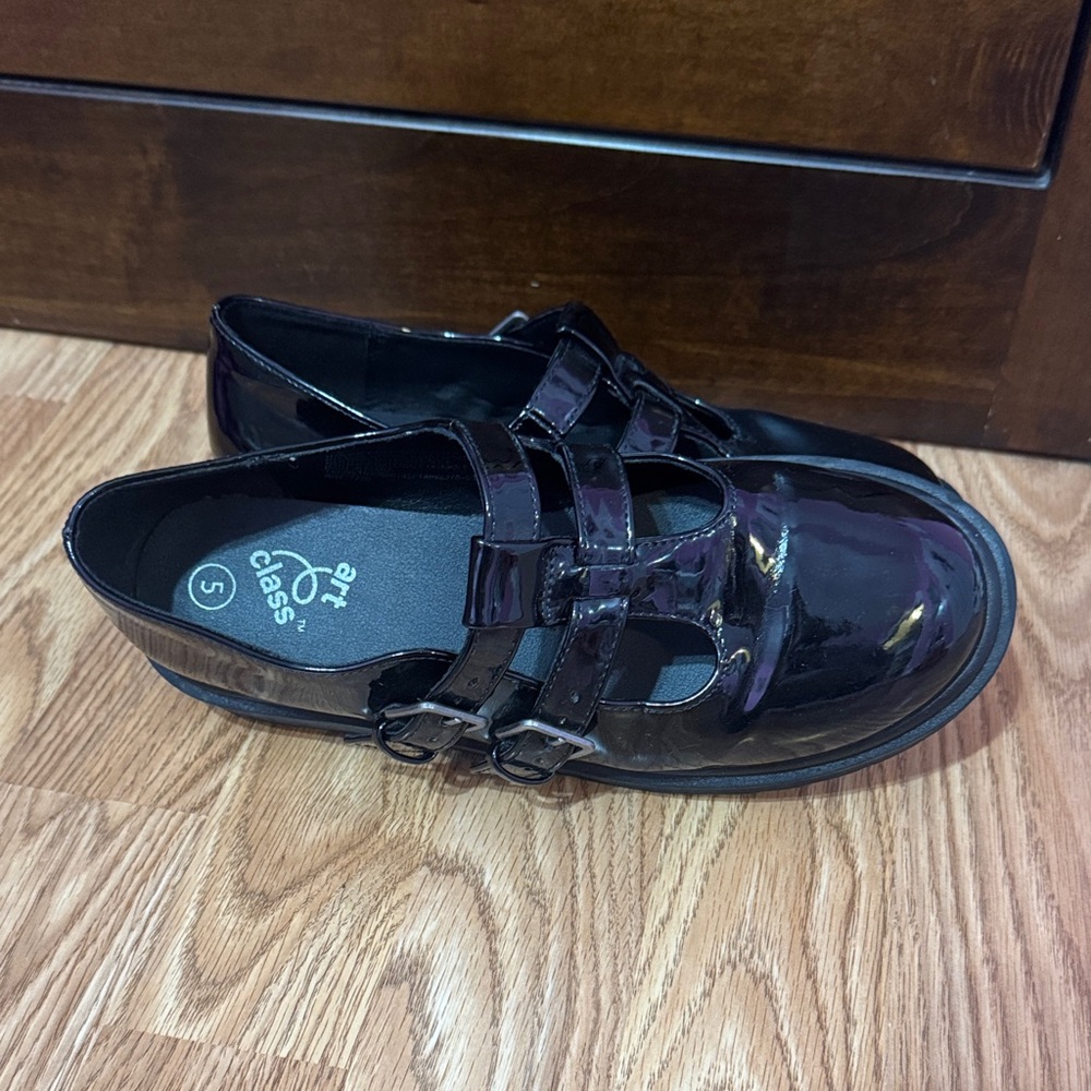art class Black Patent Double-Strap Mary Jane Flats